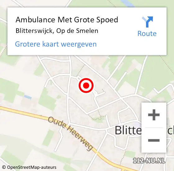 Locatie op kaart van de 112 melding: Ambulance Met Grote Spoed Naar Blitterswijck, Op de Smelen op 17 juli 2018 15:10