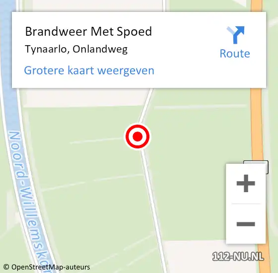 Locatie op kaart van de 112 melding: Brandweer Met Spoed Naar Tynaarlo, Onlandweg op 17 juli 2018 15:34