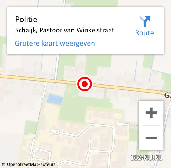 Locatie op kaart van de 112 melding: Politie Schaijk, Pastoor Van Winkelstraat op 17 juli 2018 15:34