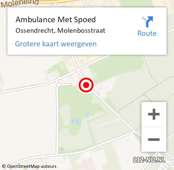 Locatie op kaart van de 112 melding: Ambulance Met Spoed Naar Ossendrecht, Molenbosstraat op 17 juli 2018 16:08