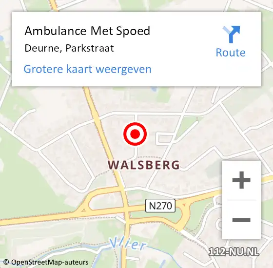 Locatie op kaart van de 112 melding: Ambulance Met Spoed Naar Deurne, Parkstraat op 17 juli 2018 16:34