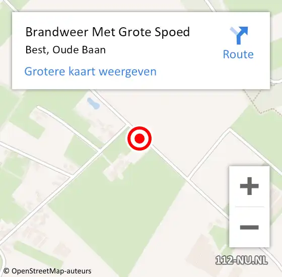 Locatie op kaart van de 112 melding: Brandweer Met Grote Spoed Naar Best, Oude Baan op 17 juli 2018 16:43