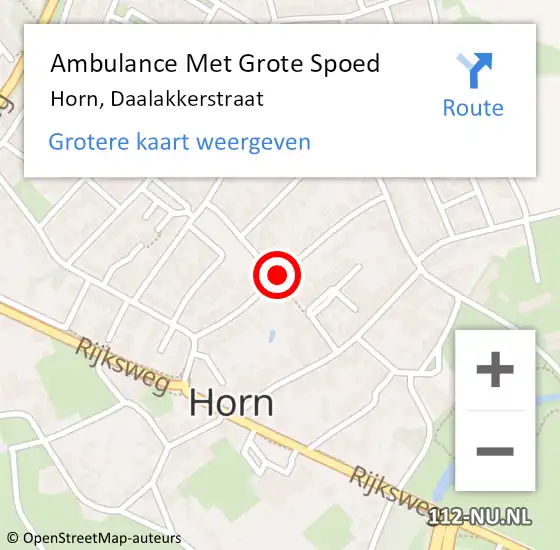 Locatie op kaart van de 112 melding: Ambulance Met Grote Spoed Naar Horn, Daalakkerstraat op 17 juli 2018 17:22