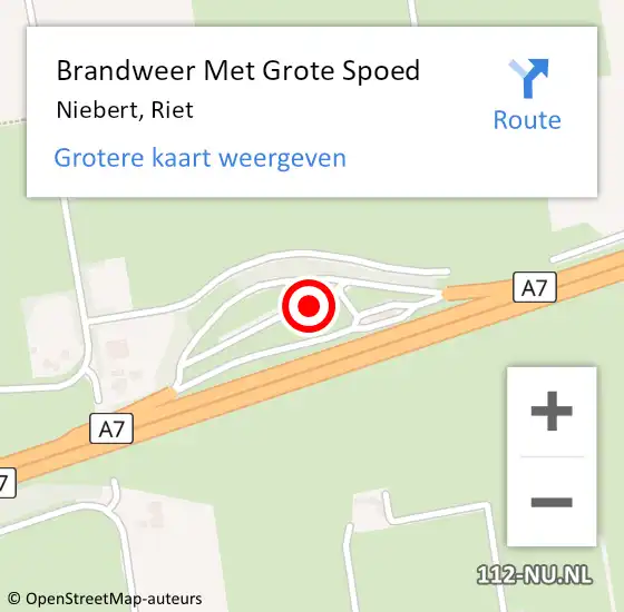 Locatie op kaart van de 112 melding: Brandweer Met Grote Spoed Naar Niebert, Riet op 17 juli 2018 17:34