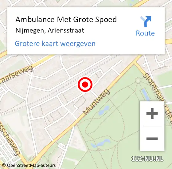 Locatie op kaart van de 112 melding: Ambulance Met Grote Spoed Naar Nijmegen, Ariensstraat op 17 juli 2018 17:41