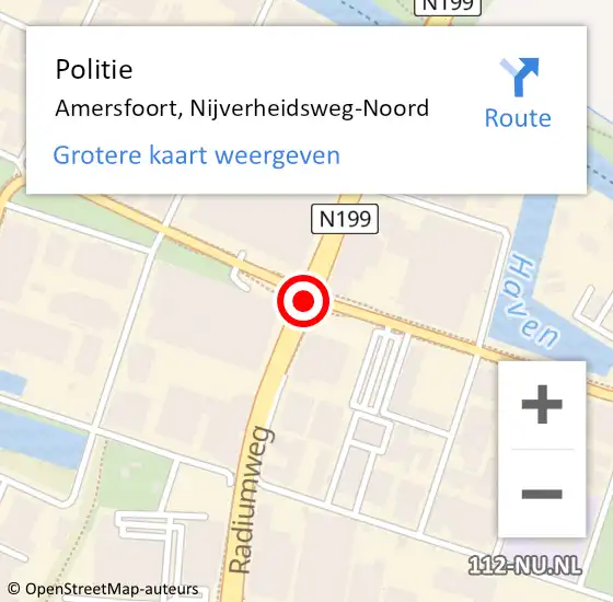 Locatie op kaart van de 112 melding: Politie Amersfoort, Nijverheidsweg-Noord op 17 juli 2018 17:54