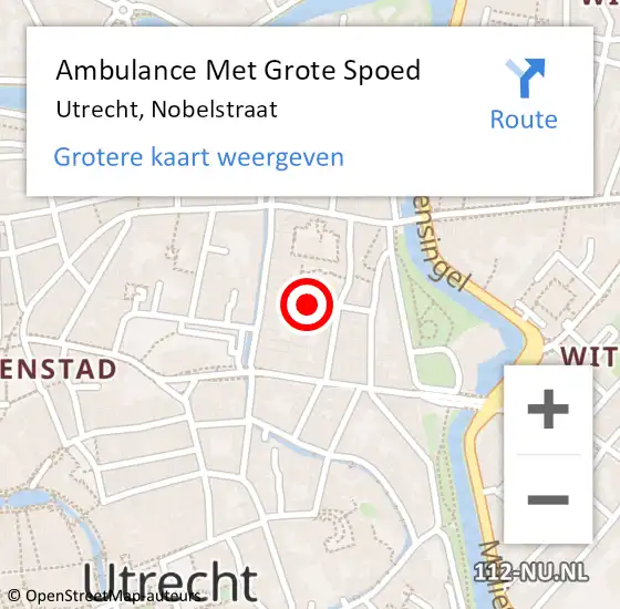 Locatie op kaart van de 112 melding: Ambulance Met Grote Spoed Naar Utrecht, Nobelstraat op 17 juli 2018 18:11