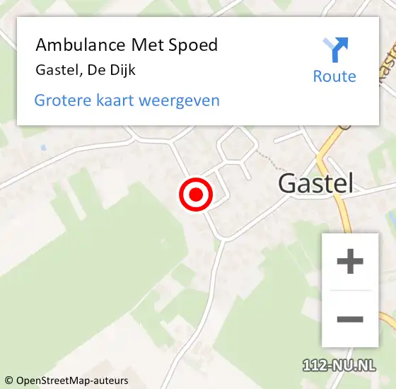 Locatie op kaart van de 112 melding: Ambulance Met Spoed Naar Gastel, De Dijk op 17 juli 2018 18:32