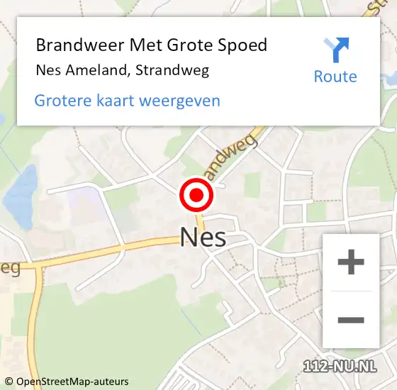 Locatie op kaart van de 112 melding: Brandweer Met Grote Spoed Naar Nes Ameland, Strandweg op 17 juli 2018 18:45