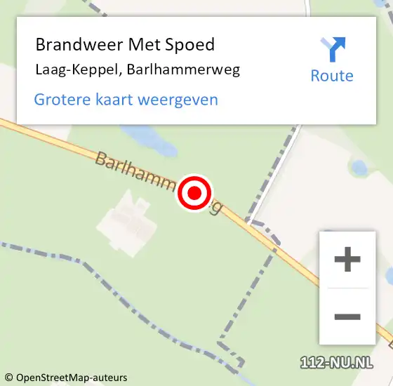 Locatie op kaart van de 112 melding: Brandweer Met Spoed Naar Laag-Keppel, Barlhammerweg op 17 juli 2018 18:50