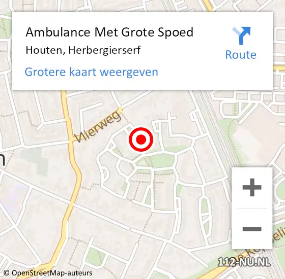 Locatie op kaart van de 112 melding: Ambulance Met Grote Spoed Naar Houten, Herbergierserf op 17 juli 2018 18:52