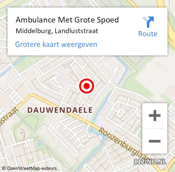 Locatie op kaart van de 112 melding: Ambulance Met Grote Spoed Naar Middelburg, Landluststraat op 17 juli 2018 19:02