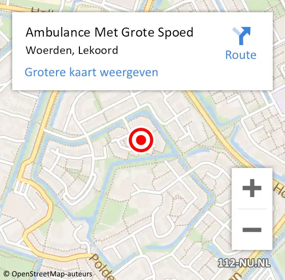 Locatie op kaart van de 112 melding: Ambulance Met Grote Spoed Naar Woerden, Lekoord op 17 juli 2018 19:13