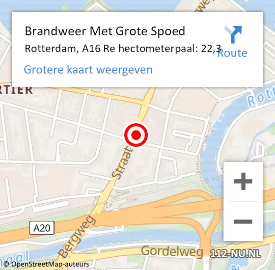 Locatie op kaart van de 112 melding: Brandweer Met Grote Spoed Naar Rotterdam, A20 Re hectometerpaal: 33,0 op 17 juli 2018 19:19