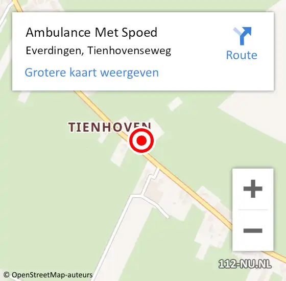 Locatie op kaart van de 112 melding: Ambulance Met Spoed Naar Everdingen, Tienhovenseweg op 17 juli 2018 19:31