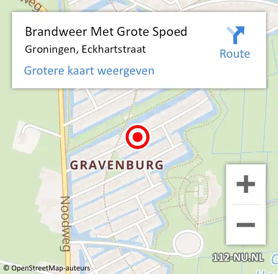 Locatie op kaart van de 112 melding: Brandweer Met Grote Spoed Naar Groningen, Eckhartstraat op 17 juli 2018 19:44
