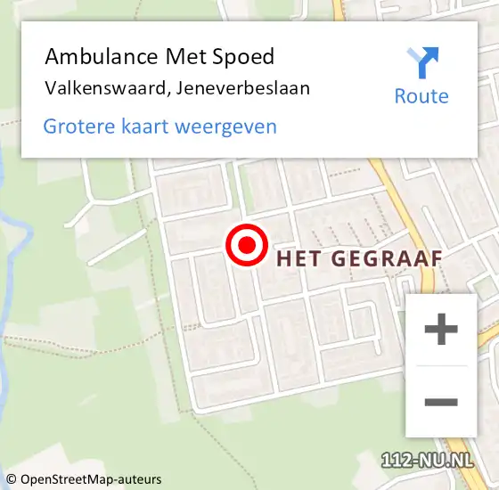 Locatie op kaart van de 112 melding: Ambulance Met Spoed Naar Valkenswaard, Jeneverbeslaan op 17 juli 2018 19:49