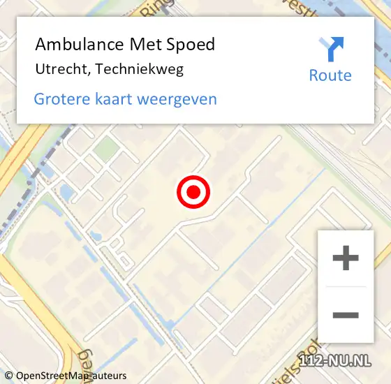 Locatie op kaart van de 112 melding: Ambulance Met Spoed Naar Utrecht, Techniekweg op 17 juli 2018 19:52