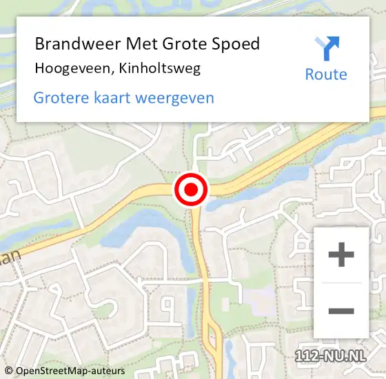 Locatie op kaart van de 112 melding: Brandweer Met Grote Spoed Naar Hoogeveen, Kinholtsweg op 17 juli 2018 19:57
