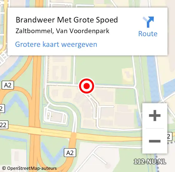 Locatie op kaart van de 112 melding: Brandweer Met Grote Spoed Naar Zaltbommel, Van Voordenpark op 17 juli 2018 20:10