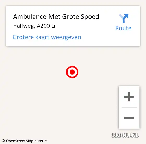 Locatie op kaart van de 112 melding: Ambulance Met Grote Spoed Naar Halfweg, A200 Li op 17 juli 2018 20:41