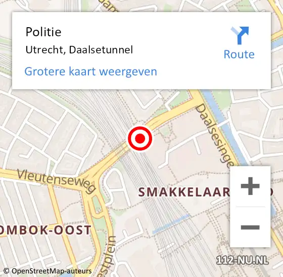 Locatie op kaart van de 112 melding: Politie Utrecht, Daalsetunnel op 17 juli 2018 20:56