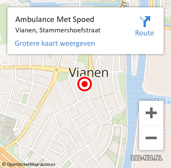 Locatie op kaart van de 112 melding: Ambulance Met Spoed Naar Vianen, Stammershoefstraat op 17 juli 2018 20:57