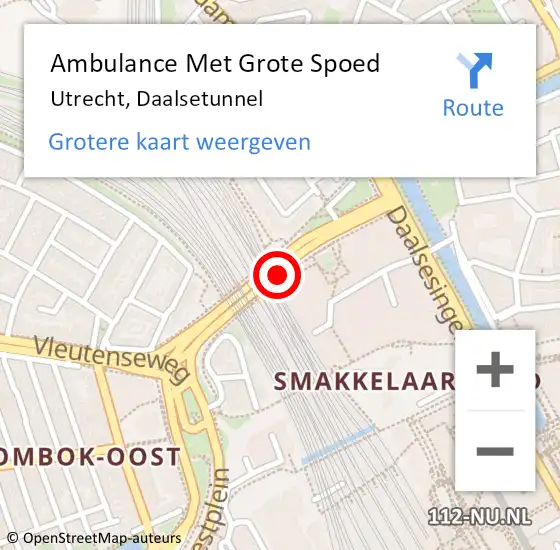 Locatie op kaart van de 112 melding: Ambulance Met Grote Spoed Naar Utrecht, Daalsetunnel op 17 juli 2018 21:03