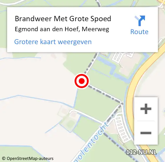 Locatie op kaart van de 112 melding: Brandweer Met Grote Spoed Naar Egmond aan den Hoef, Meerweg op 17 juli 2018 21:15