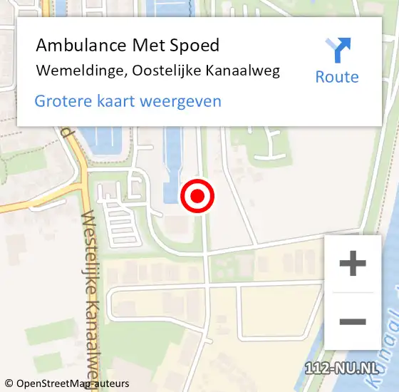 Locatie op kaart van de 112 melding: Ambulance Met Spoed Naar Wemeldinge, Oostelijke Kanaalweg op 17 juli 2018 21:46