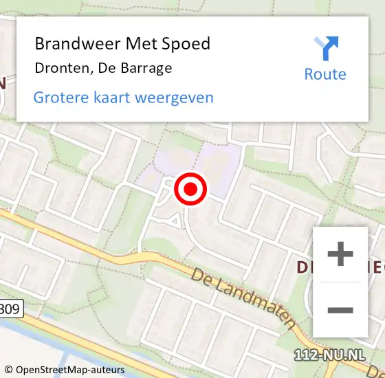 Locatie op kaart van de 112 melding: Brandweer Met Spoed Naar Dronten, De Barrage op 17 juli 2018 21:51