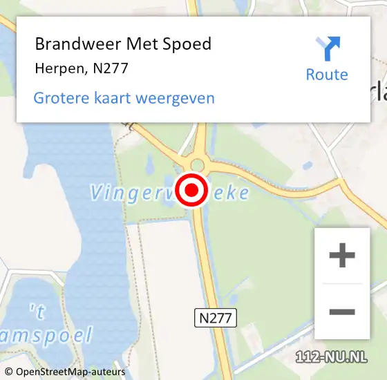 Locatie op kaart van de 112 melding: Brandweer Met Spoed Naar Herpen, N277 op 17 juli 2018 21:51
