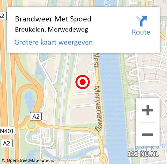 Locatie op kaart van de 112 melding: Brandweer Met Spoed Naar Breukelen, Merwedeweg op 17 juli 2018 21:57
