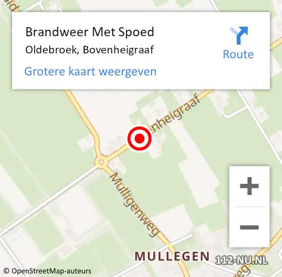 Locatie op kaart van de 112 melding: Brandweer Met Spoed Naar Oldebroek, Bovenheigraaf op 17 juli 2018 22:19