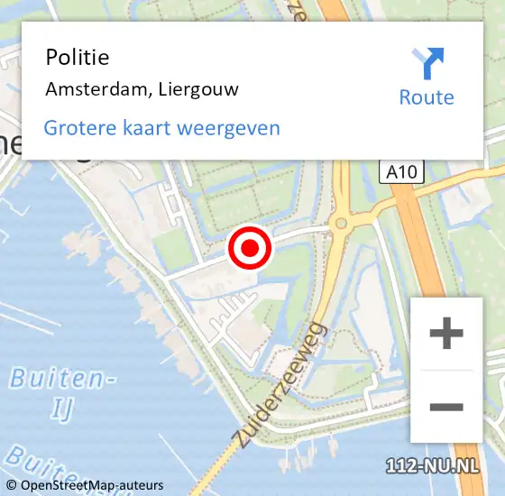 Locatie op kaart van de 112 melding: Politie Amsterdam, Liergouw op 17 juli 2018 22:53