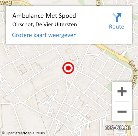Locatie op kaart van de 112 melding: Ambulance Met Spoed Naar Oirschot, De Vier Uitersten op 17 juli 2018 22:57