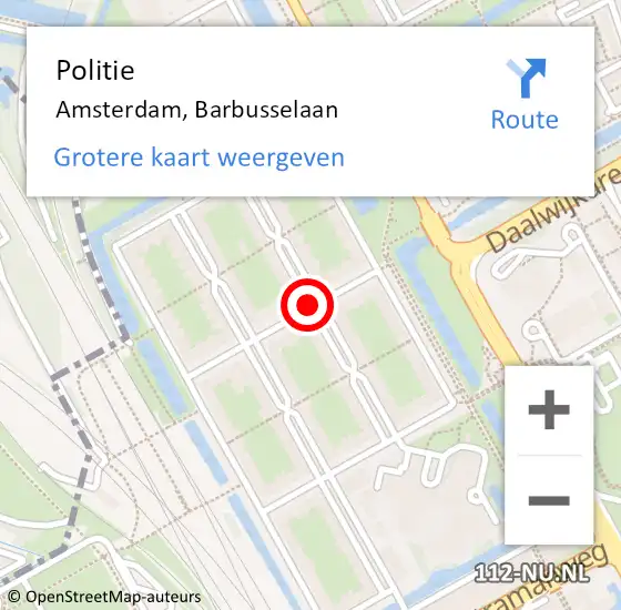 Locatie op kaart van de 112 melding: Politie Amsterdam, Barbusselaan op 17 juli 2018 22:58