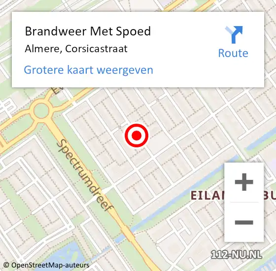 Locatie op kaart van de 112 melding: Brandweer Met Spoed Naar Almere, Corsicastraat op 17 juli 2018 23:06