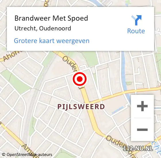 Locatie op kaart van de 112 melding: Brandweer Met Spoed Naar Utrecht, Oudenoord op 17 juli 2018 23:07