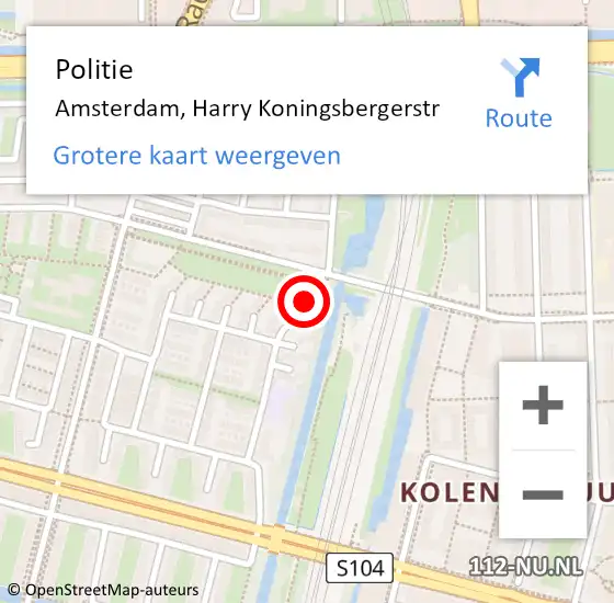 Locatie op kaart van de 112 melding: Politie Amsterdam, Harry Koningsbergerstr op 17 juli 2018 23:40