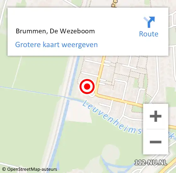 Locatie op kaart van de 112 melding:  Brummen, De Wezeboom op 18 juli 2018 00:15
