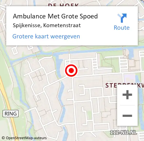 Locatie op kaart van de 112 melding: Ambulance Met Grote Spoed Naar Spijkenisse, Kometenstraat op 18 juli 2018 00:40