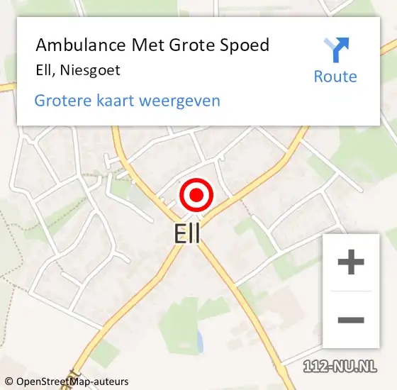 Locatie op kaart van de 112 melding: Ambulance Met Grote Spoed Naar Ell, Niesgoet op 18 juli 2018 00:50