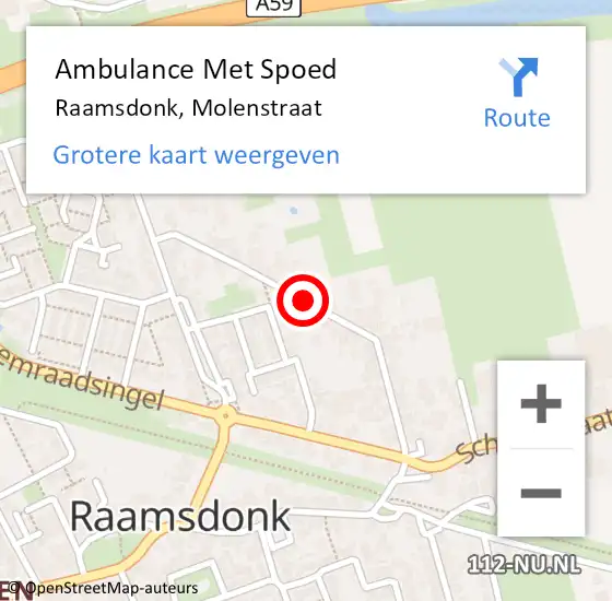 Locatie op kaart van de 112 melding: Ambulance Met Spoed Naar Raamsdonk, Molenstraat op 18 juli 2018 00:59