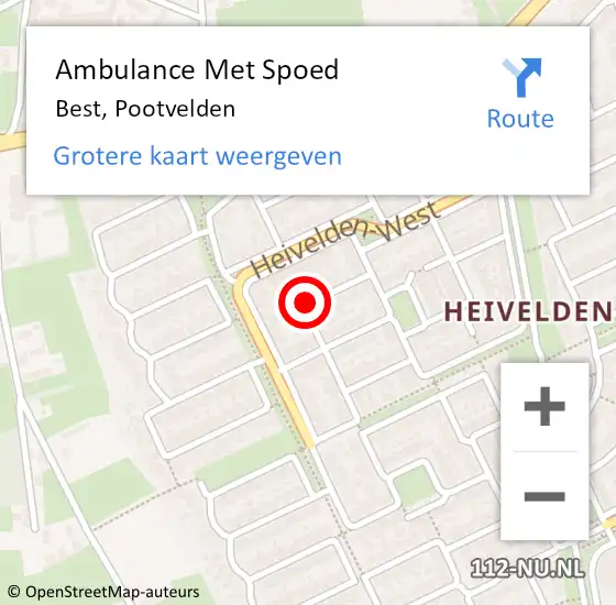 Locatie op kaart van de 112 melding: Ambulance Met Spoed Naar Best, Pootvelden op 18 juli 2018 01:56