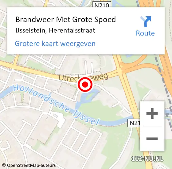 Locatie op kaart van de 112 melding: Brandweer Met Grote Spoed Naar IJsselstein, Herentalsstraat op 18 juli 2018 04:12