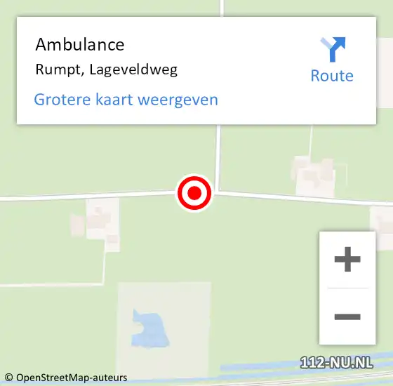 Locatie op kaart van de 112 melding: Ambulance Rumpt, Lageveldweg op 18 juli 2018 04:46