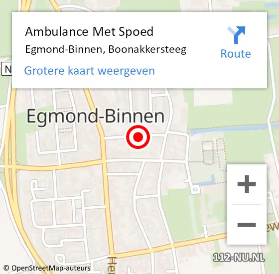 Locatie op kaart van de 112 melding: Ambulance Met Spoed Naar Egmond-Binnen, Boonakkersteeg op 18 juli 2018 05:52