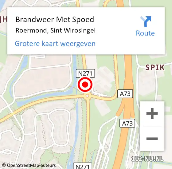 Locatie op kaart van de 112 melding: Brandweer Met Spoed Naar Roermond, Sint Wirosingel op 18 juli 2018 07:05