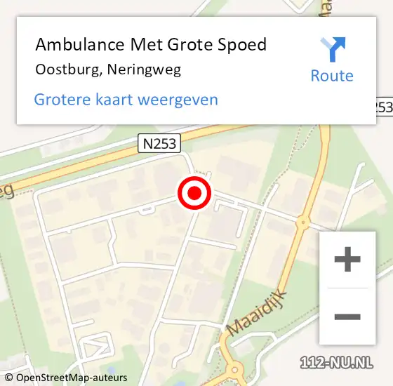 Locatie op kaart van de 112 melding: Ambulance Met Grote Spoed Naar Oostburg, Neringweg op 18 juli 2018 08:01